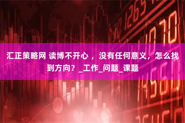 汇正策略网 读博不开心 ，没有任何意义，怎么找到方向？_工作_问题_课题